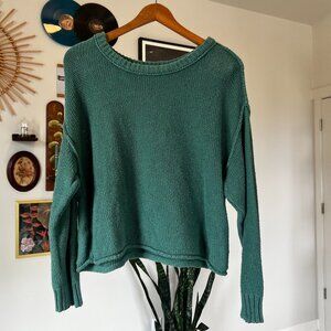 American Eagle Green Knit Sweater - Size Large - 100%Cotton